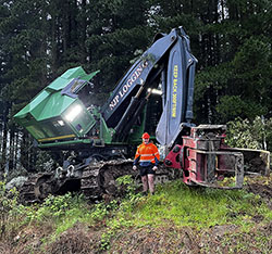 Winch-assist skidder logging in Aussie